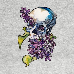 Lilac Skull Flowers and Bones T-Shirt